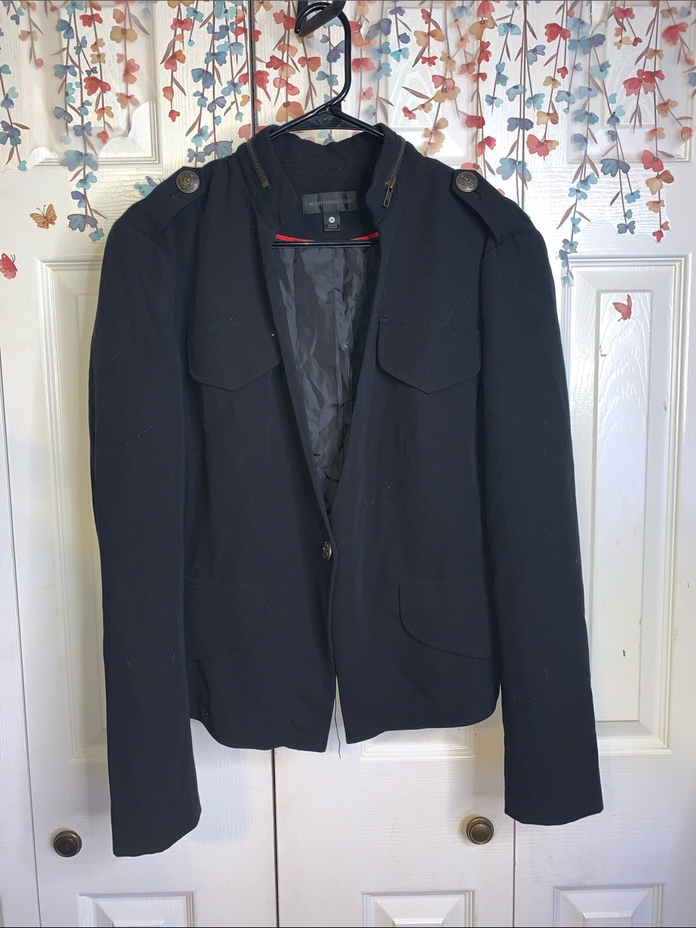 Worthington Black Military-Style Field Jacket